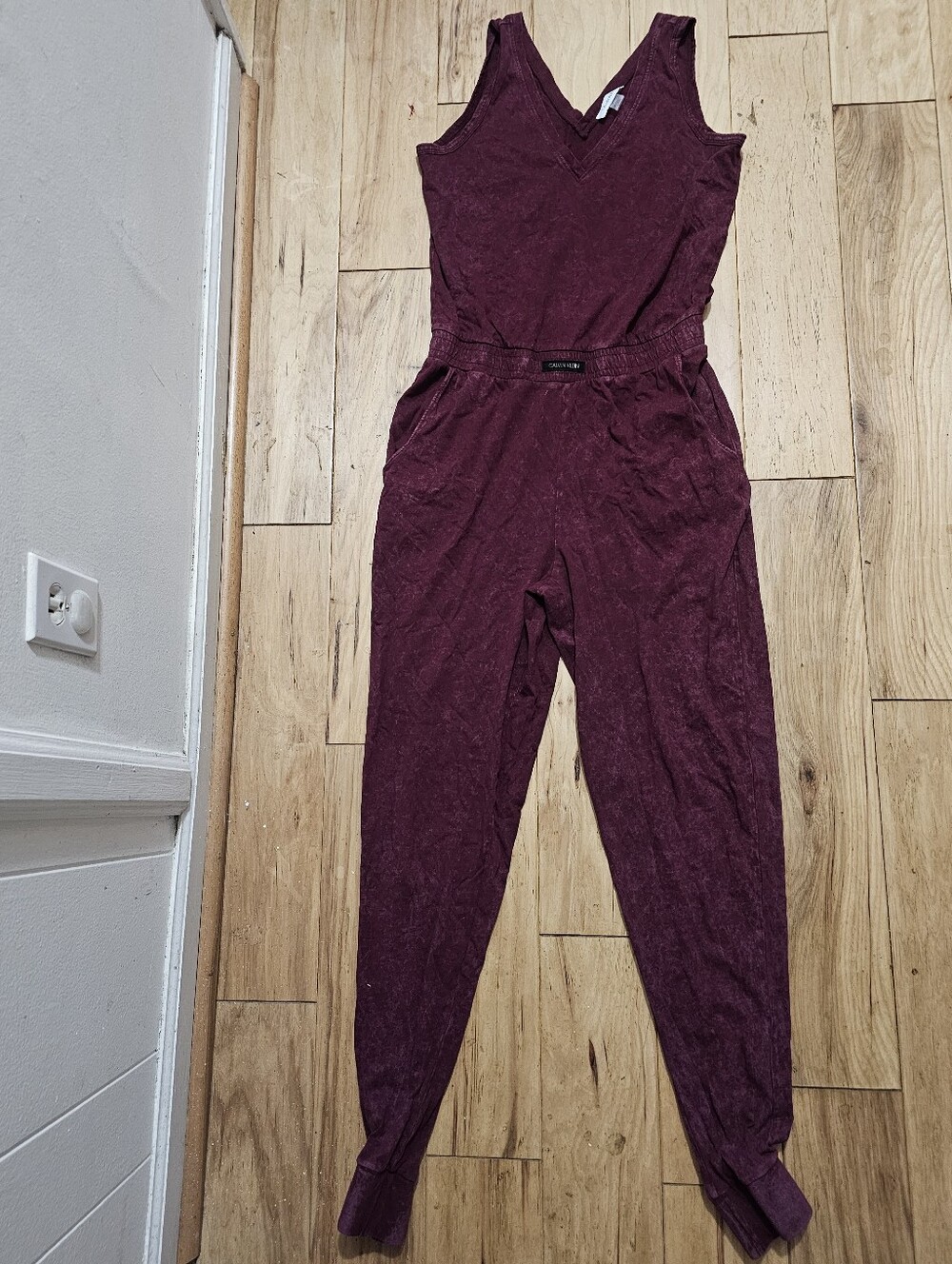 Women's Calvin KKlein V-neck Burgundy Jumpsuit
